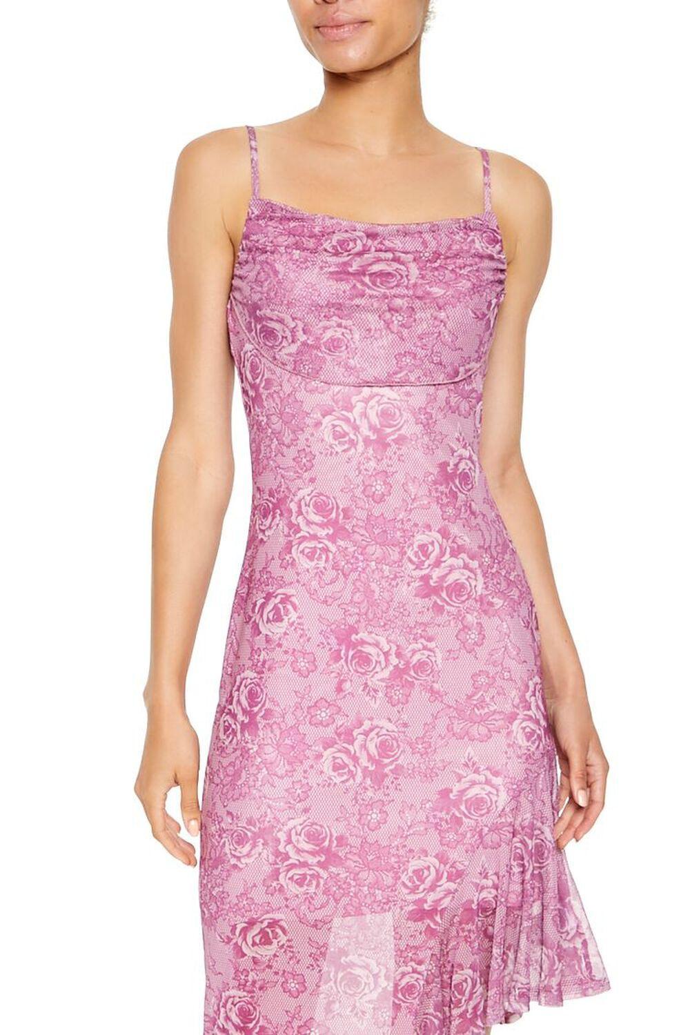 Ruffle Rose Print Midi Dress | Forever 21 Product Image