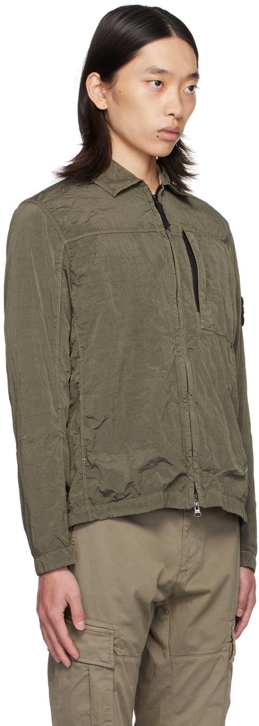 STONE ISLAND Khaki Zip Overshirt In V0059 Musk Product Image
