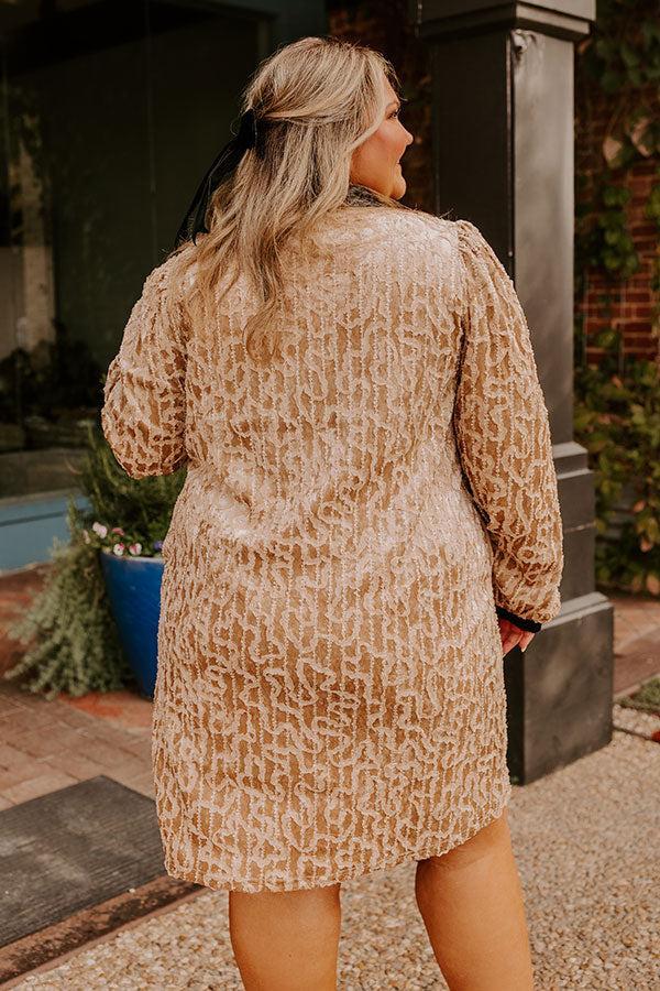 Chardonnay And Candlelight Velvet Mini Dress in Iced Latte Curves Product Image