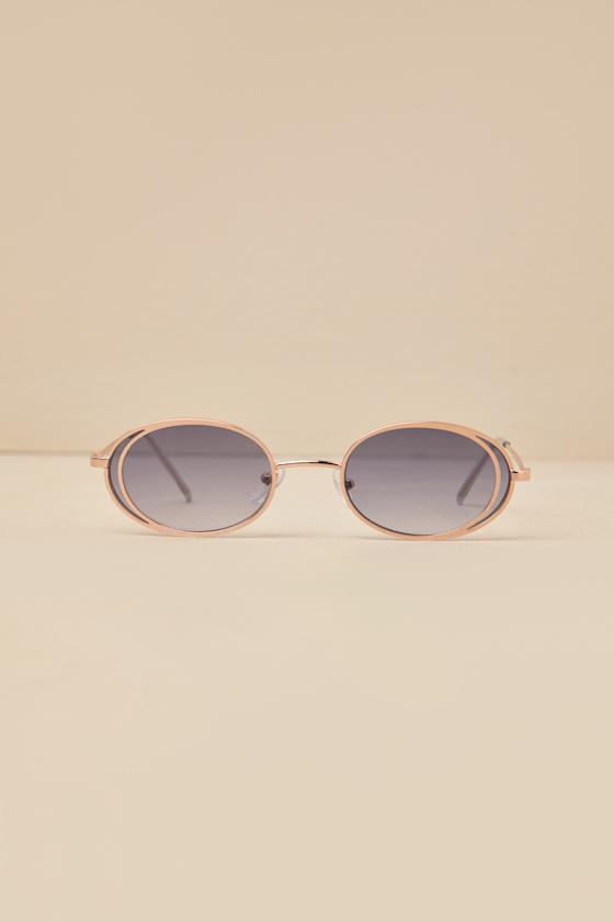 Pierce Rose Gold Oval Sunglasses Product Image