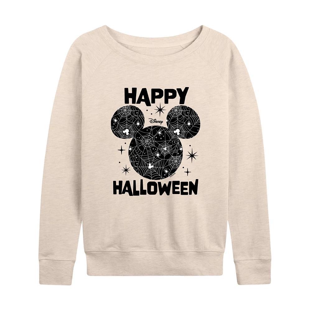 Disneys Mickey Mouse Womens Happy Halloween Spider Web French Terry Long Sleeve Tee Product Image