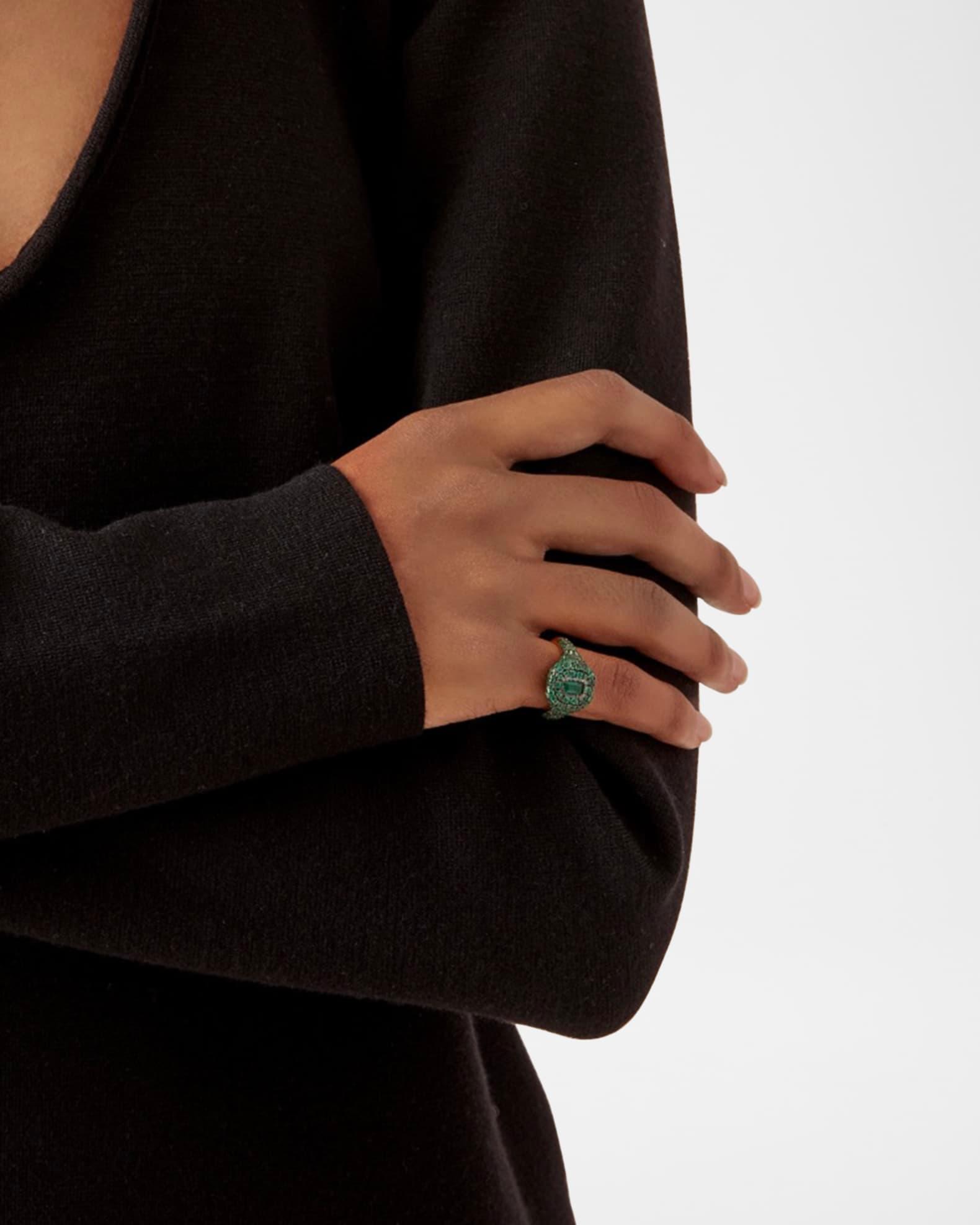 Pave Emerald Pinky Ring Product Image