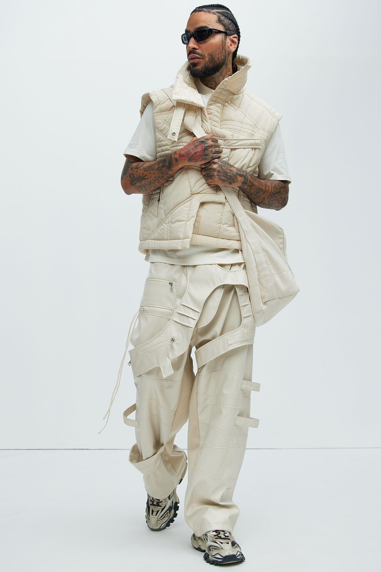 Split Vision Relaxed Belted Pants - Cream Product Image
