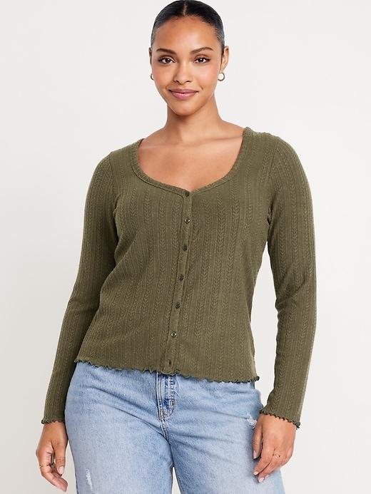 Button-Down Pointelle Top Product Image