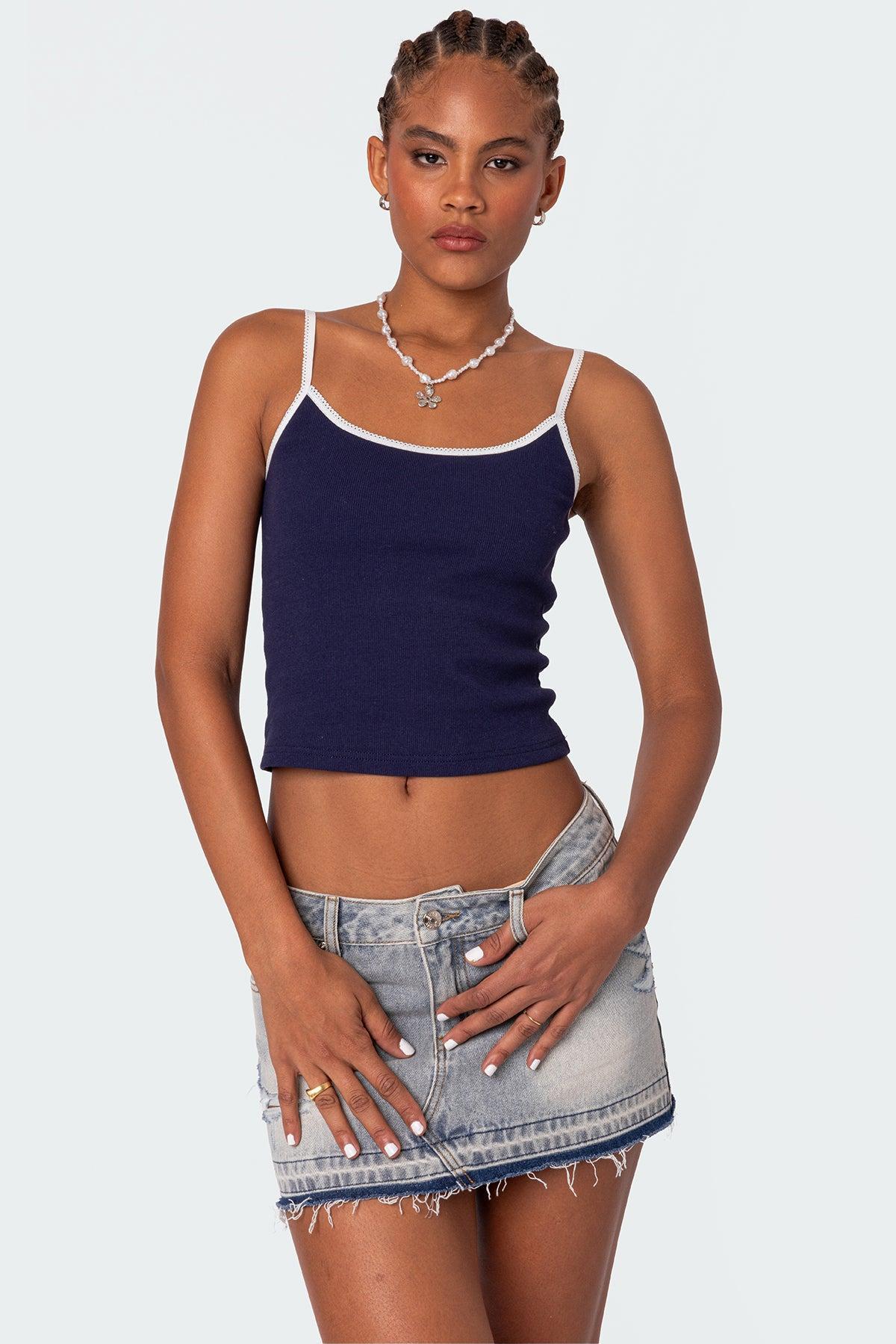 Priyanka Distressed Denim Mini Skirt Product Image