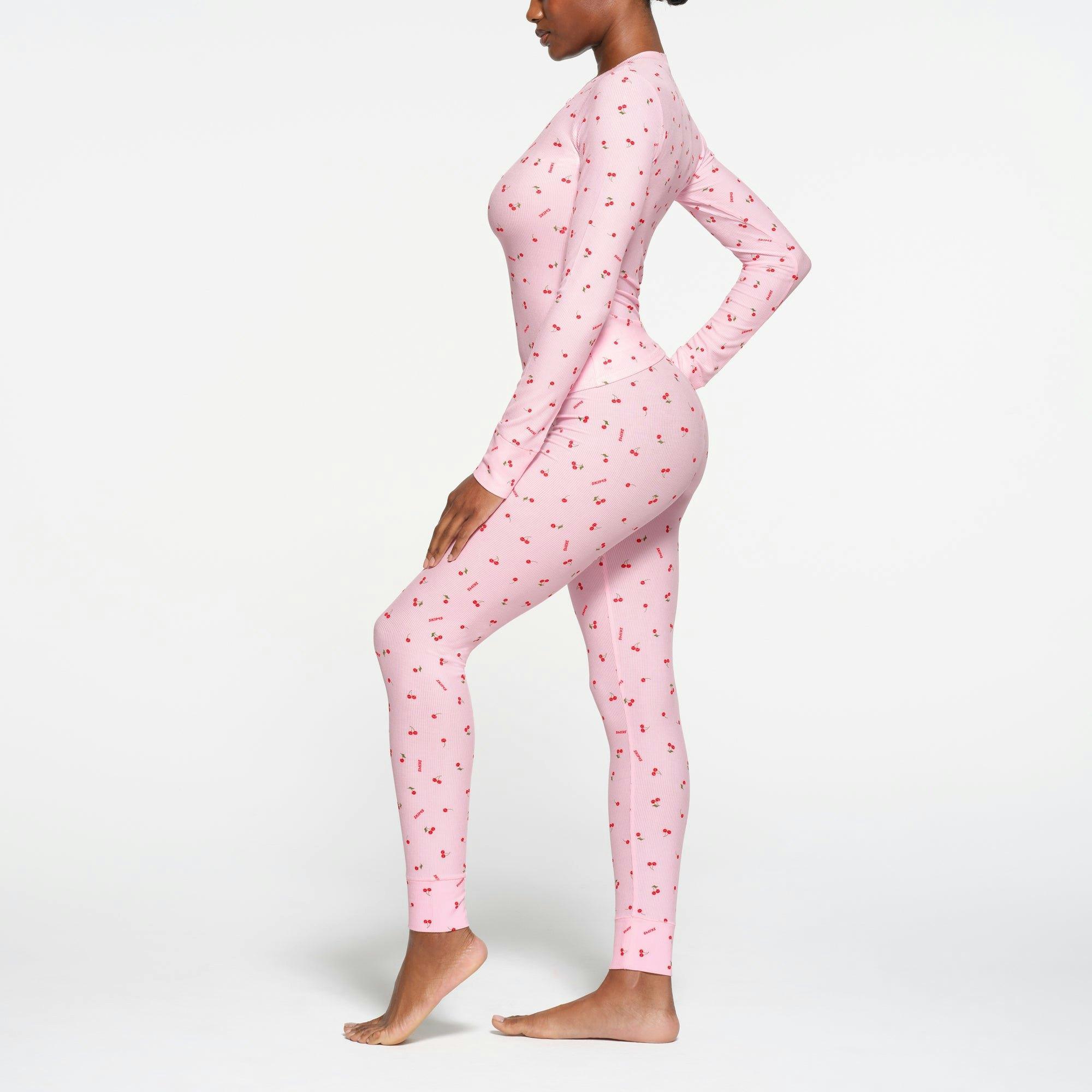 SOFT LOUNGE LONG SLEEVE HENLEY | CHERRY BLOSSOM PRINT Product Image