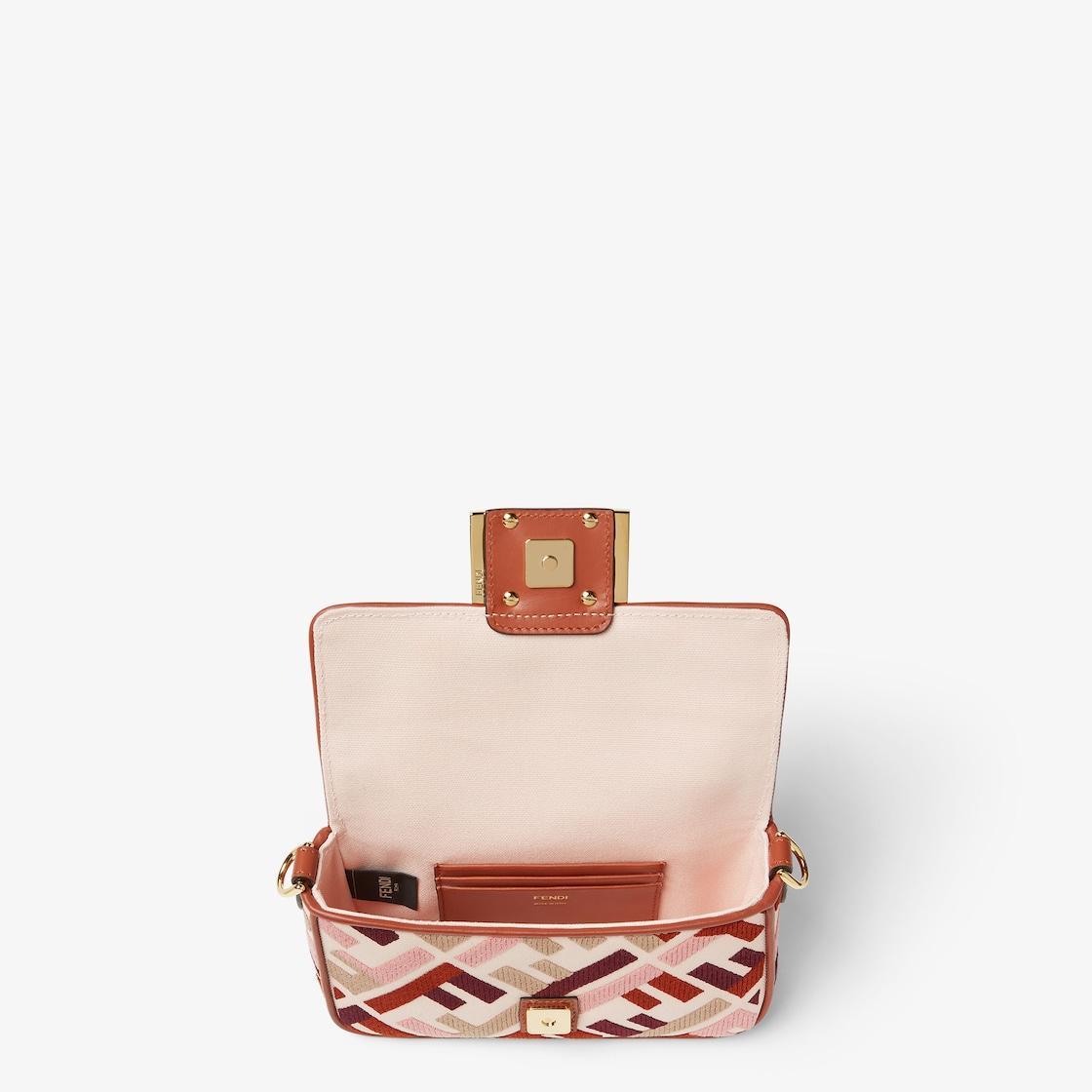 Baguette MiniCanvas bag with multicolor FF embroidery Product Image