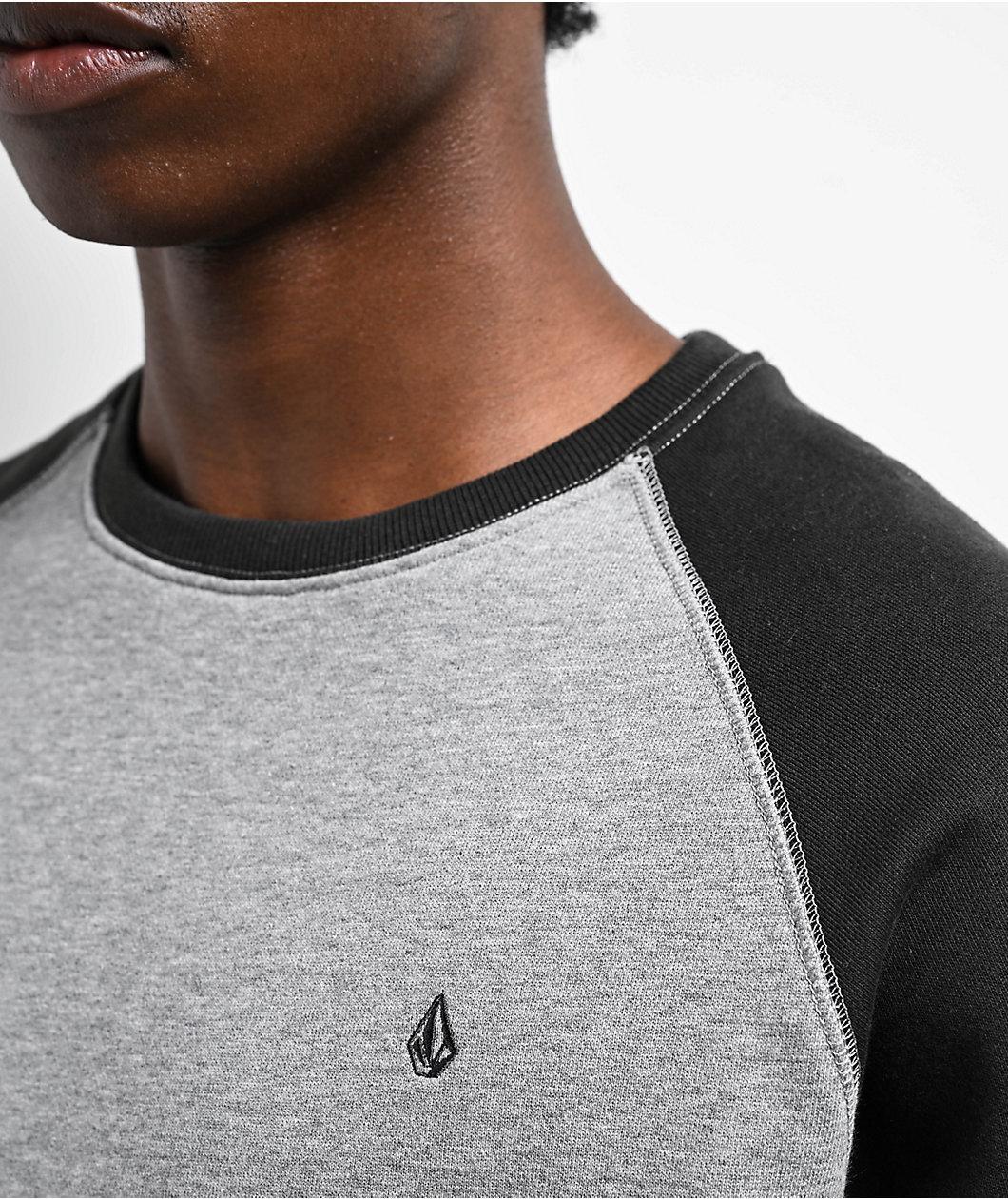 Volcom Homak Grey Raglan Crewneck Sweatshirt Product Image