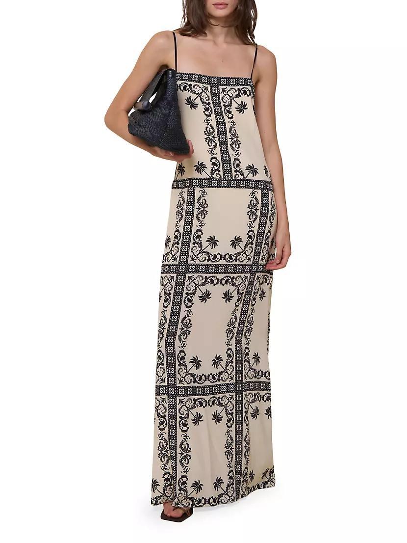 Reinvention Printed Silk Plunge-Back Maxi Dress Product Image