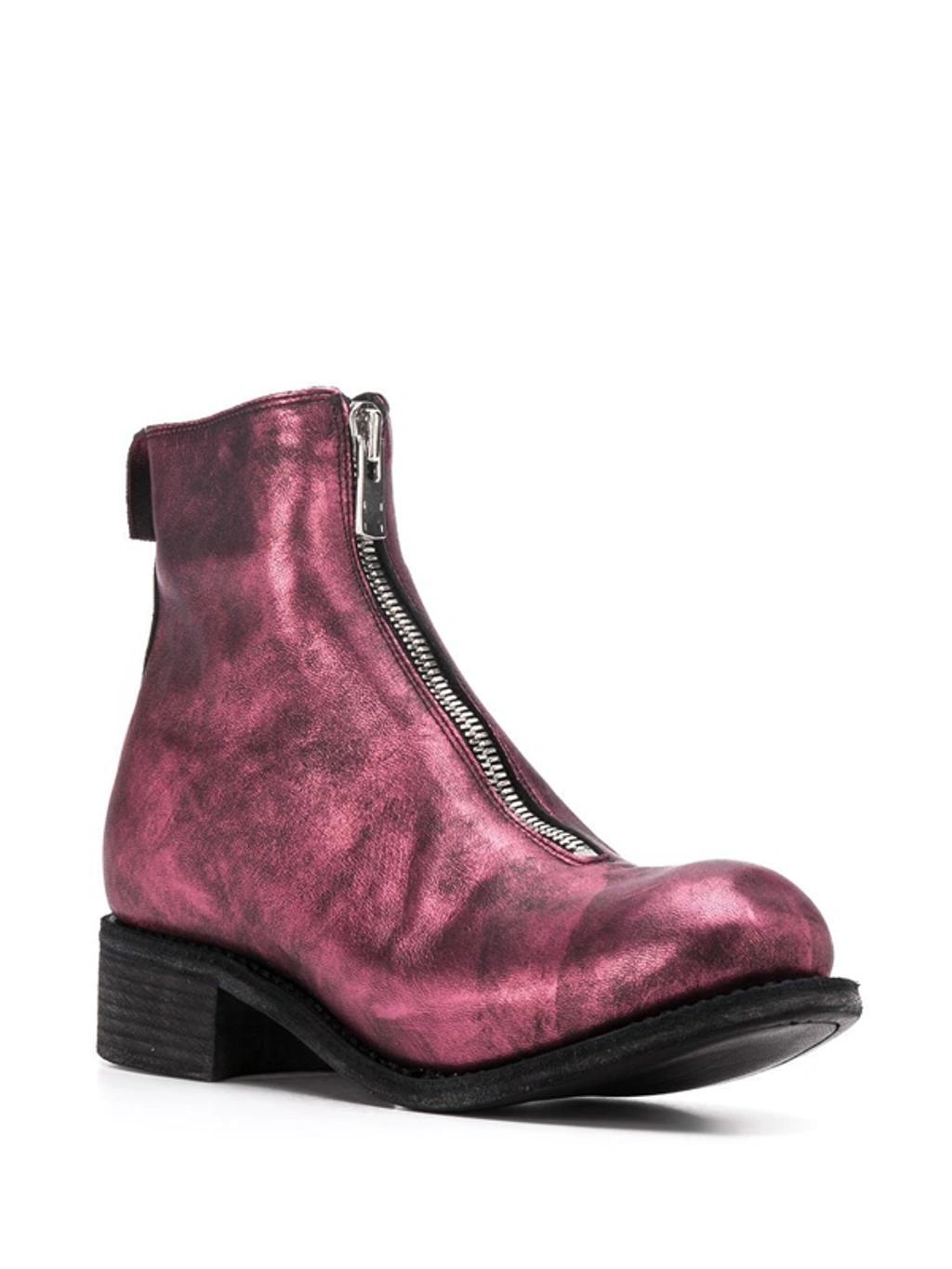 GUIDI Metallic Ankle Boots In Purple Product Image