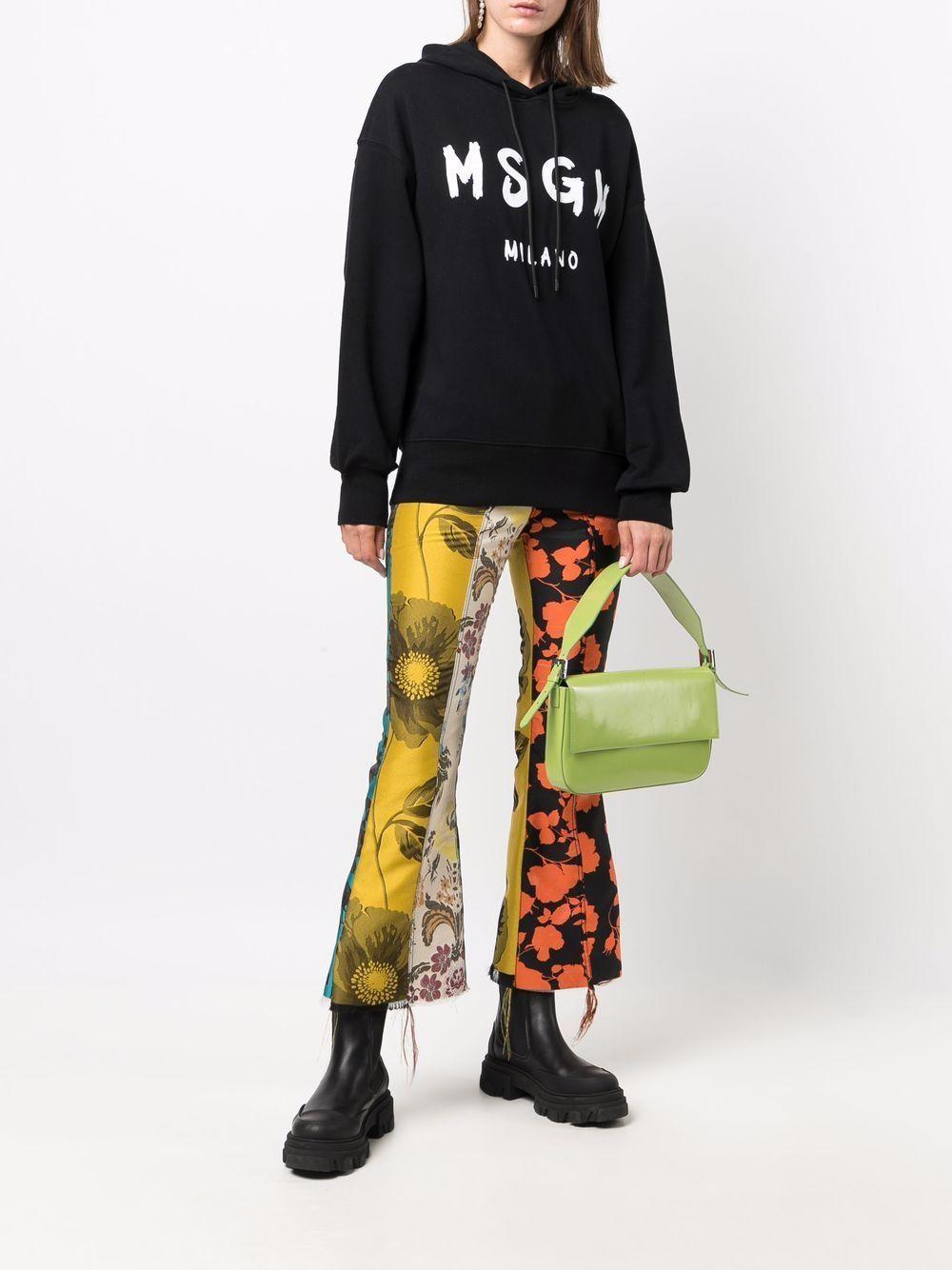 MSGM Logo Print Drawstring Hoodie In Black Product Image