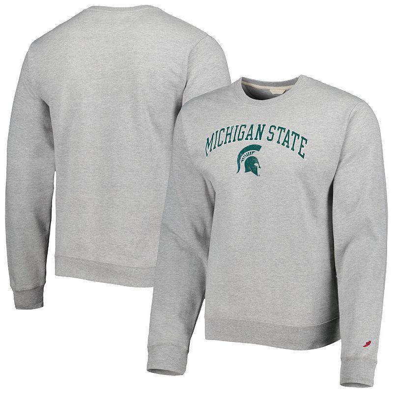 Mens League Collegiate Wear Gray Michigan State Spartans 1965 Arch Essential Fleece Pullover Sweatshirt Product Image