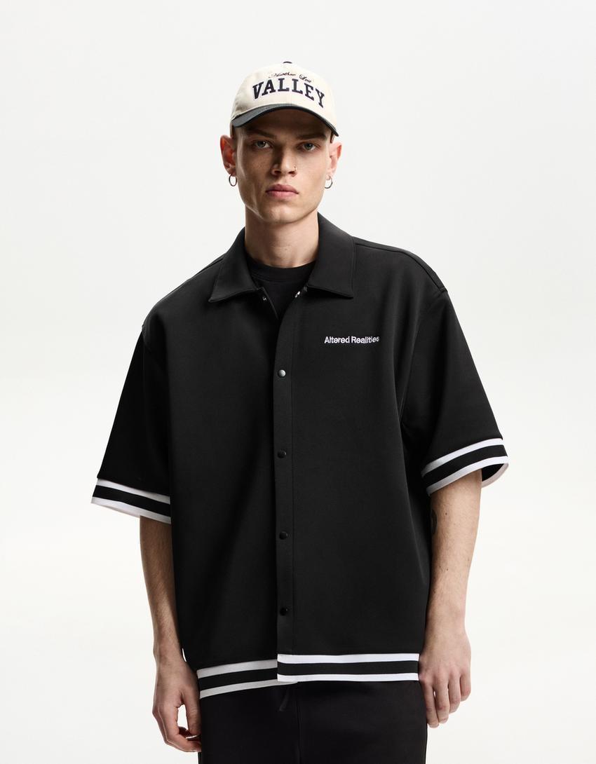 Embroidered short sleeve boxy fit shirt Product Image