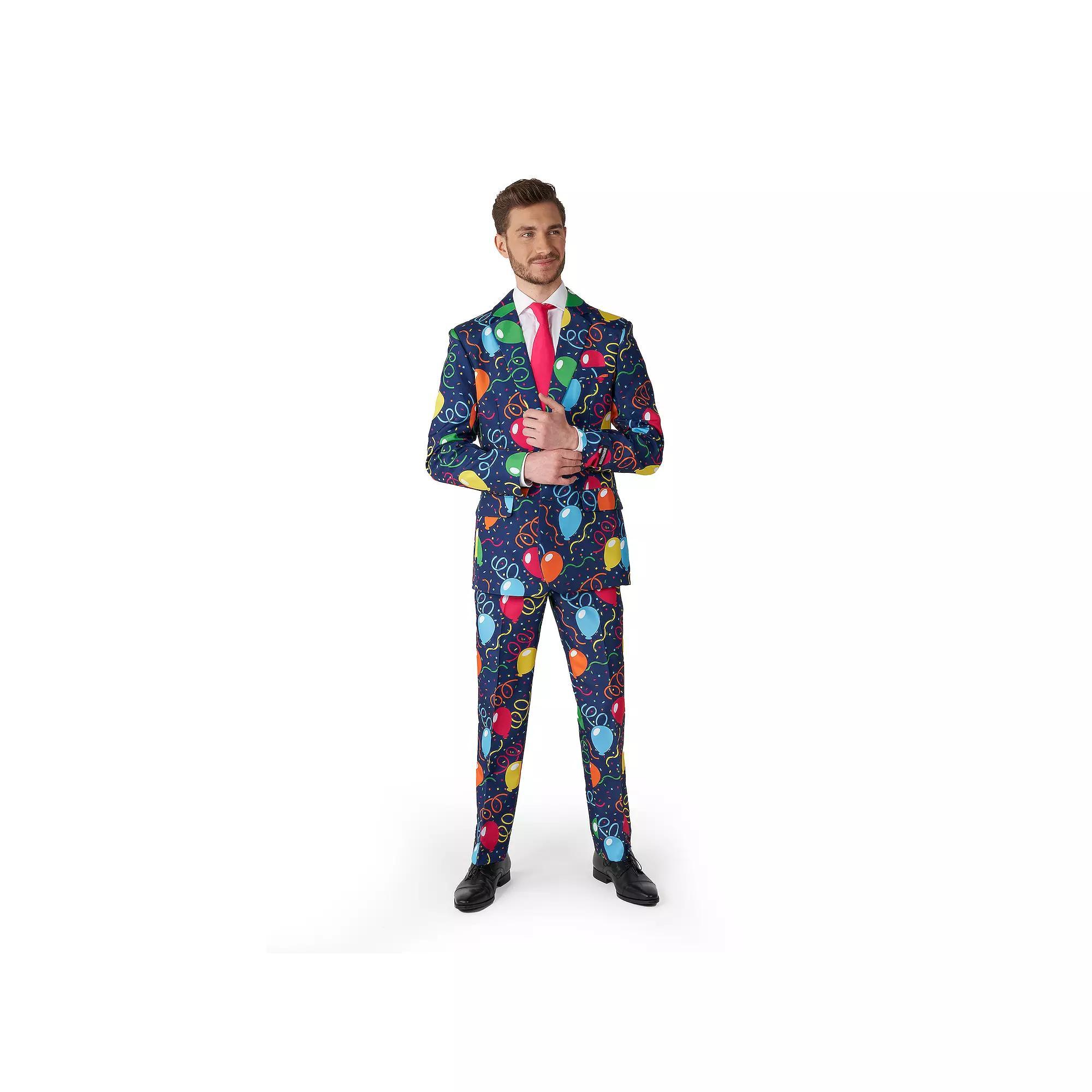 Men's Suitmeister Confetti Balloons Suit & Tie Set, Size: Medium Product Image
