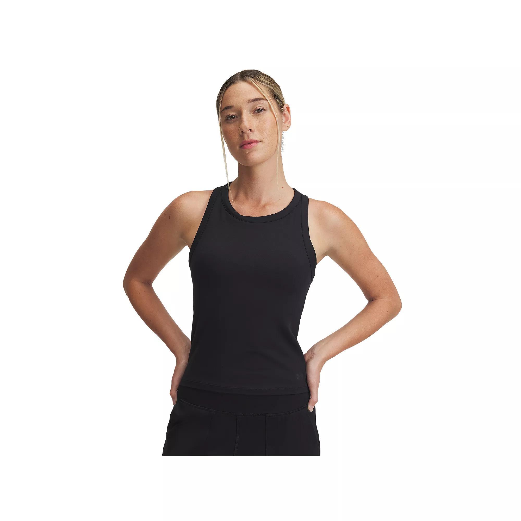 Women's Under Armour Motion High Neck Built-In Bra Tank Top, Size: Small, Black Product Image