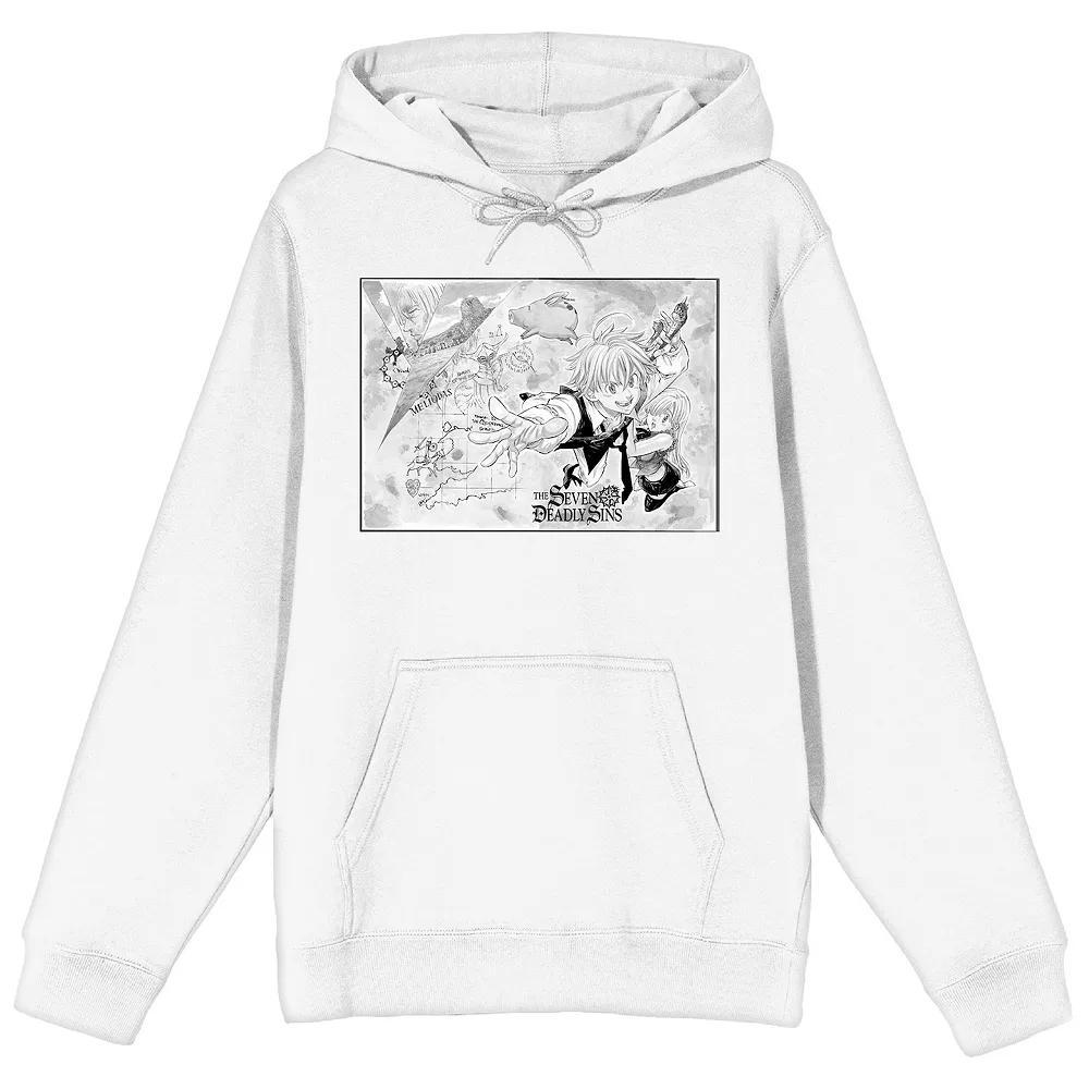 Men's Seven Deadly Sins Manga Graphic Hoodie, Size: XL, White Product Image