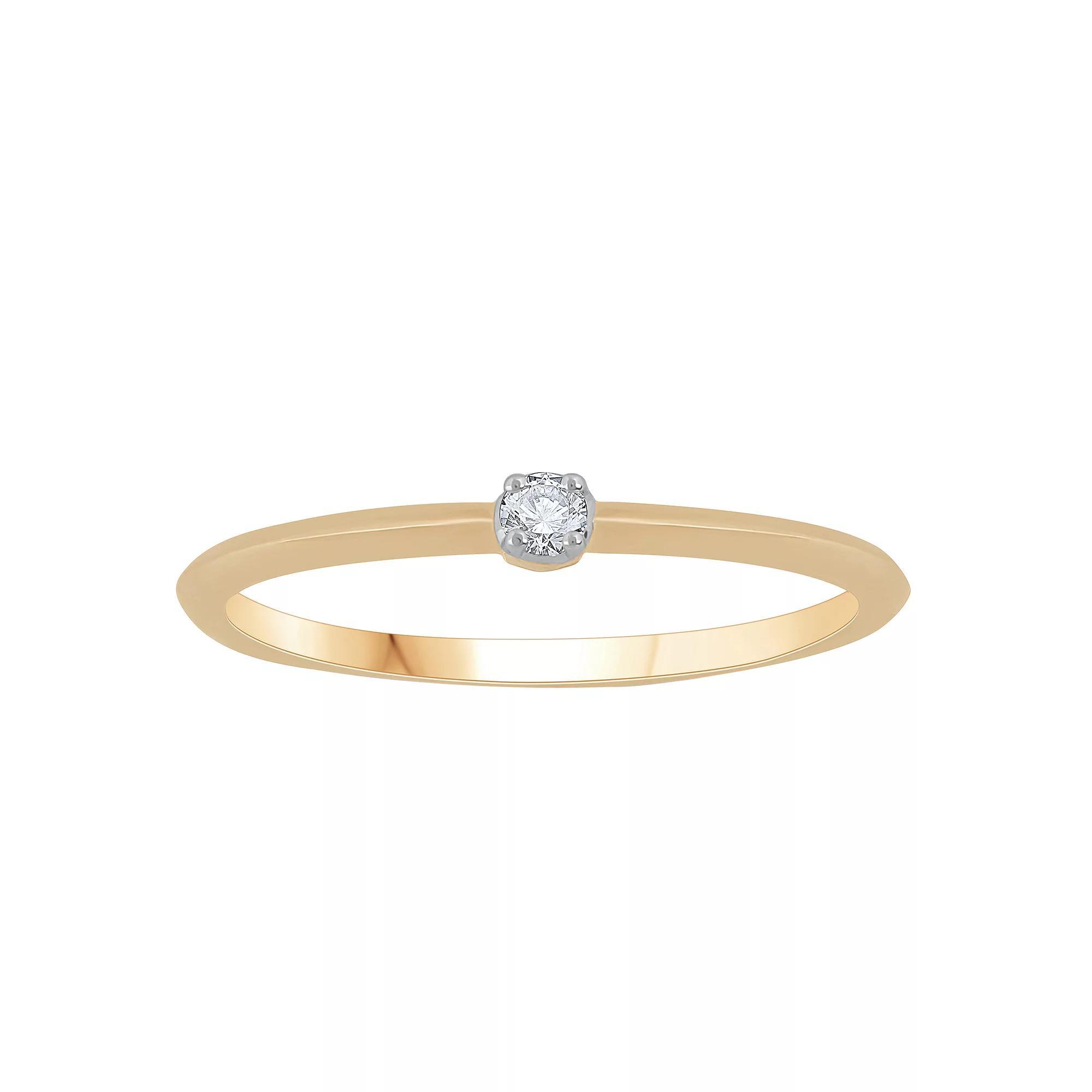 10k Gold Round Diamond Accent Petite Stack Ring, Women's, Size: 6 Product Image