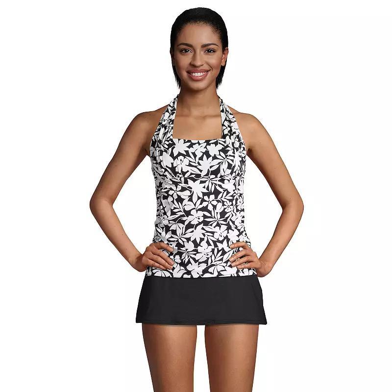 Women's Lands' End D-Cup UPF 50 Squareneck Halter Tankini Swim Top, Size: 10D, Lily Floral Paisley Product Image