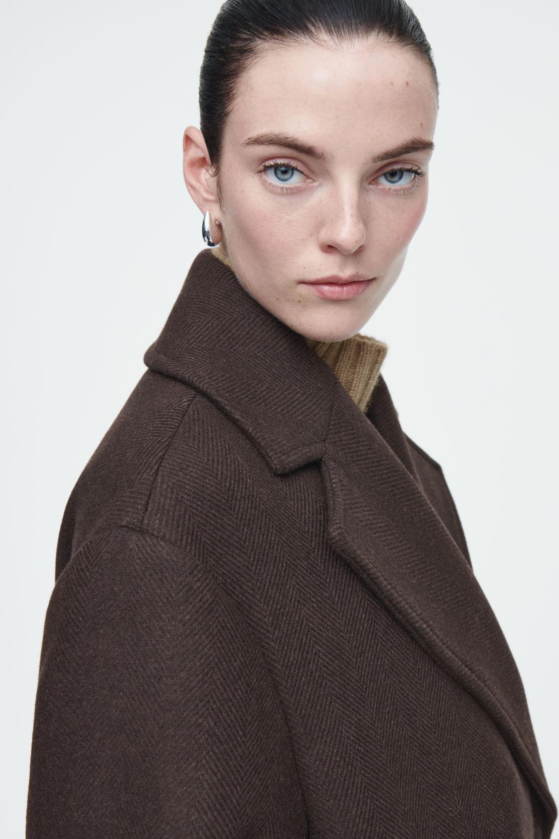 DOUBLE-BREASTED WOOL-HERRINGBONE COAT Product Image