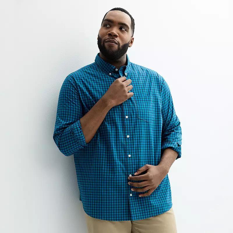 Big & Tall Sonoma Goods For Life® Perfect Length Button-Down Shirt, Men's, Size: 4XB, Blue Gingham Product Image