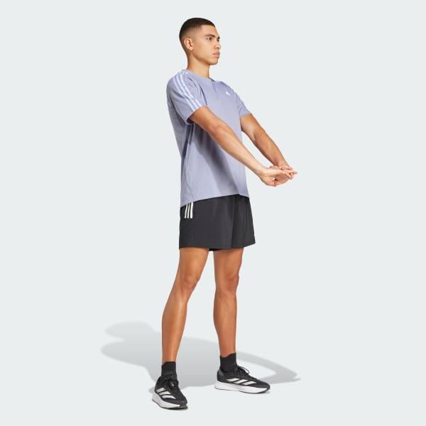 adidas Own the Run 3-Stripes Tee Silver Violet 2XL Mens Product Image