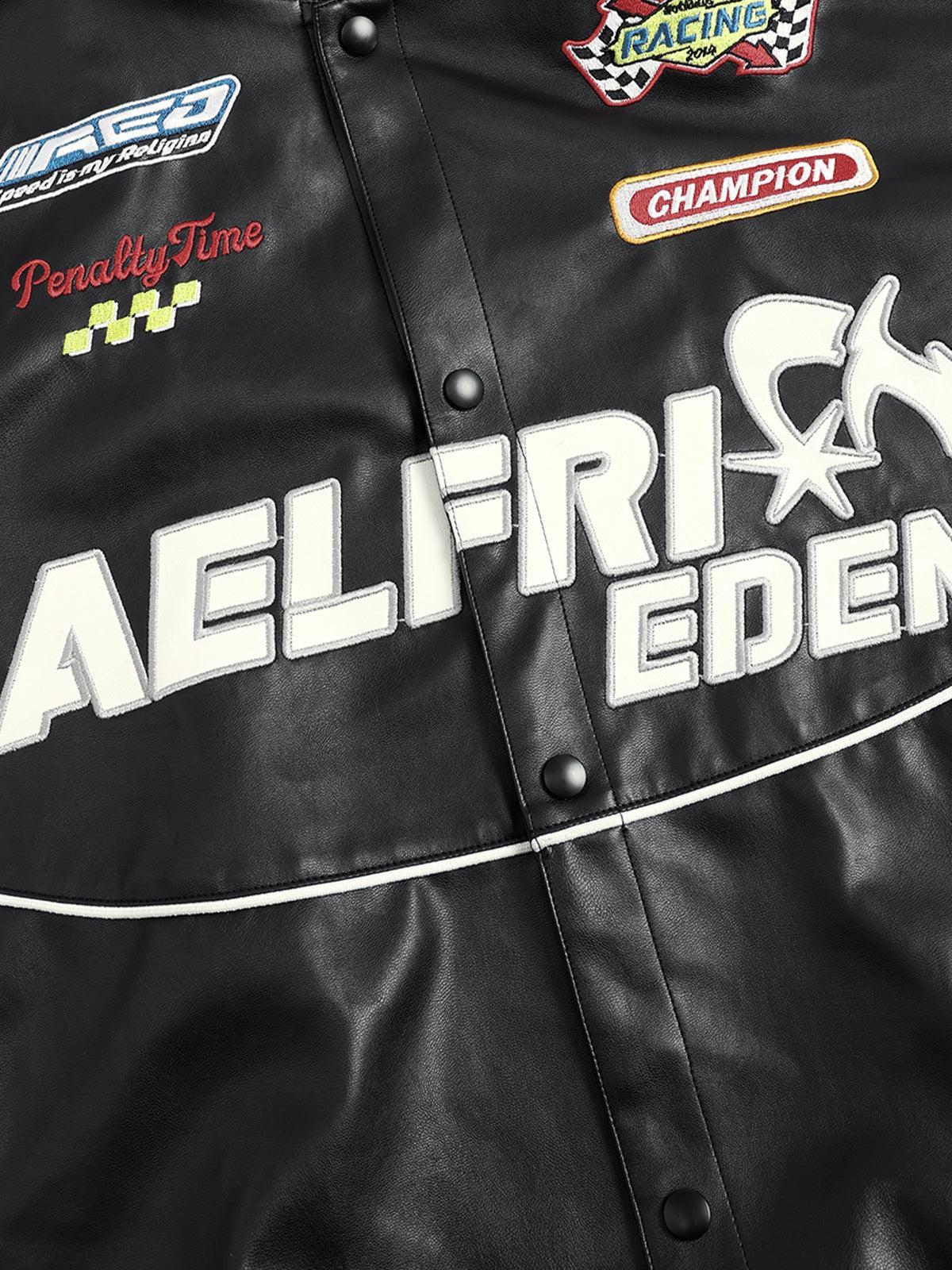 Aelfric Eden Color Blocking Faux Leather Jacket Product Image