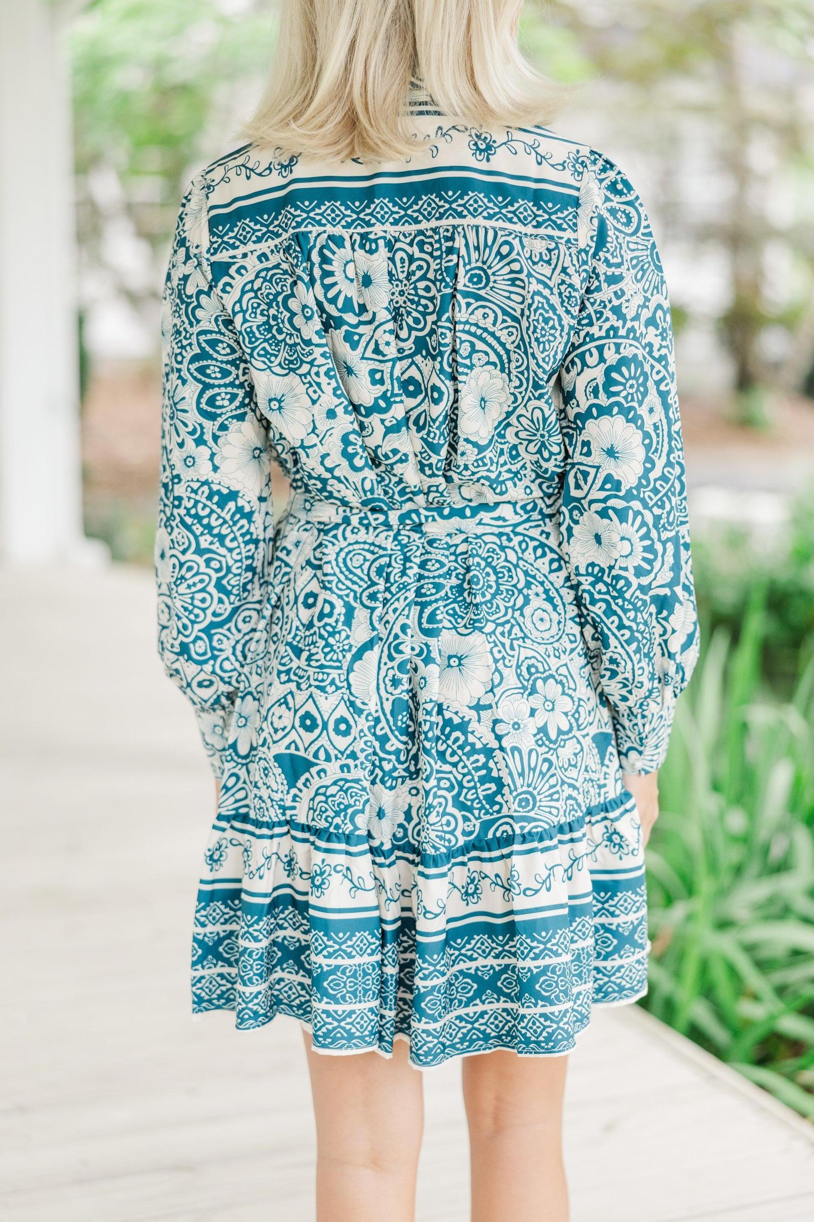 Sweet New Day Peacock Green Floral Dress Female Product Image