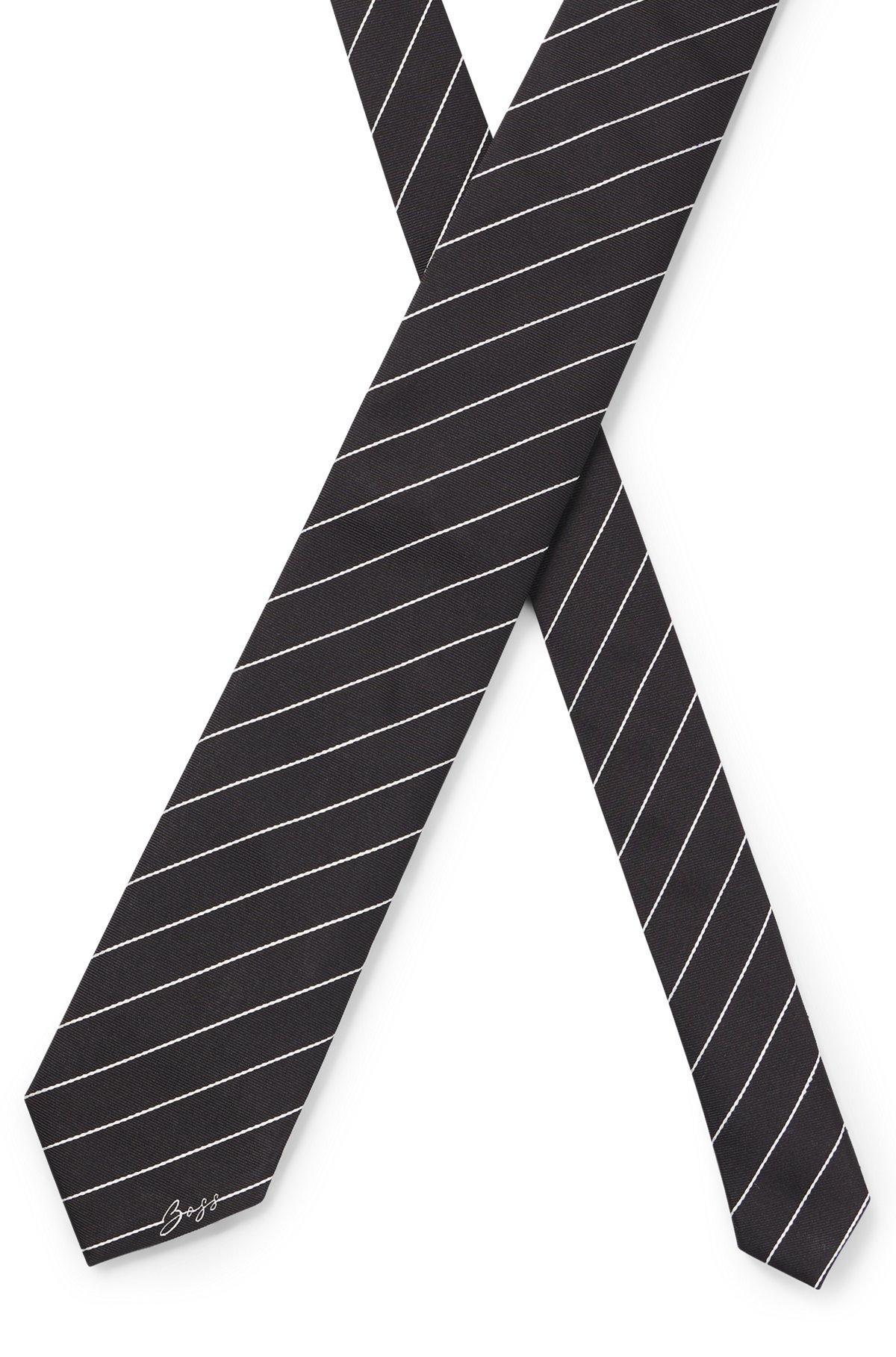 Silk-jacquard tie with diagonal stripes Product Image