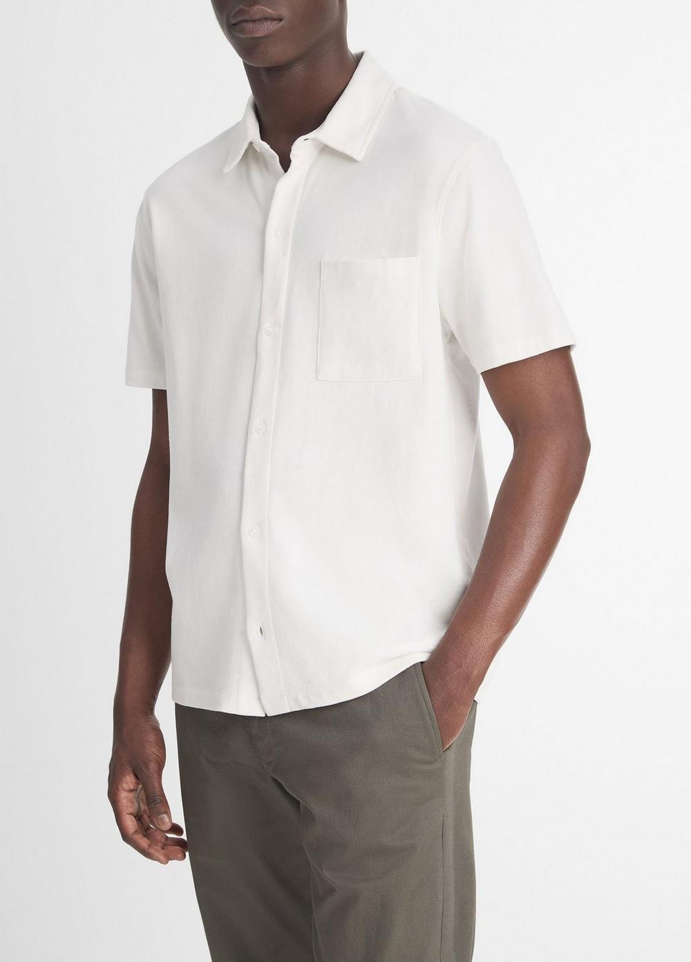 Mens Sueded Cotton Jersey Button-Front Shirt, Soft Black, Size XS Vince Product Image
