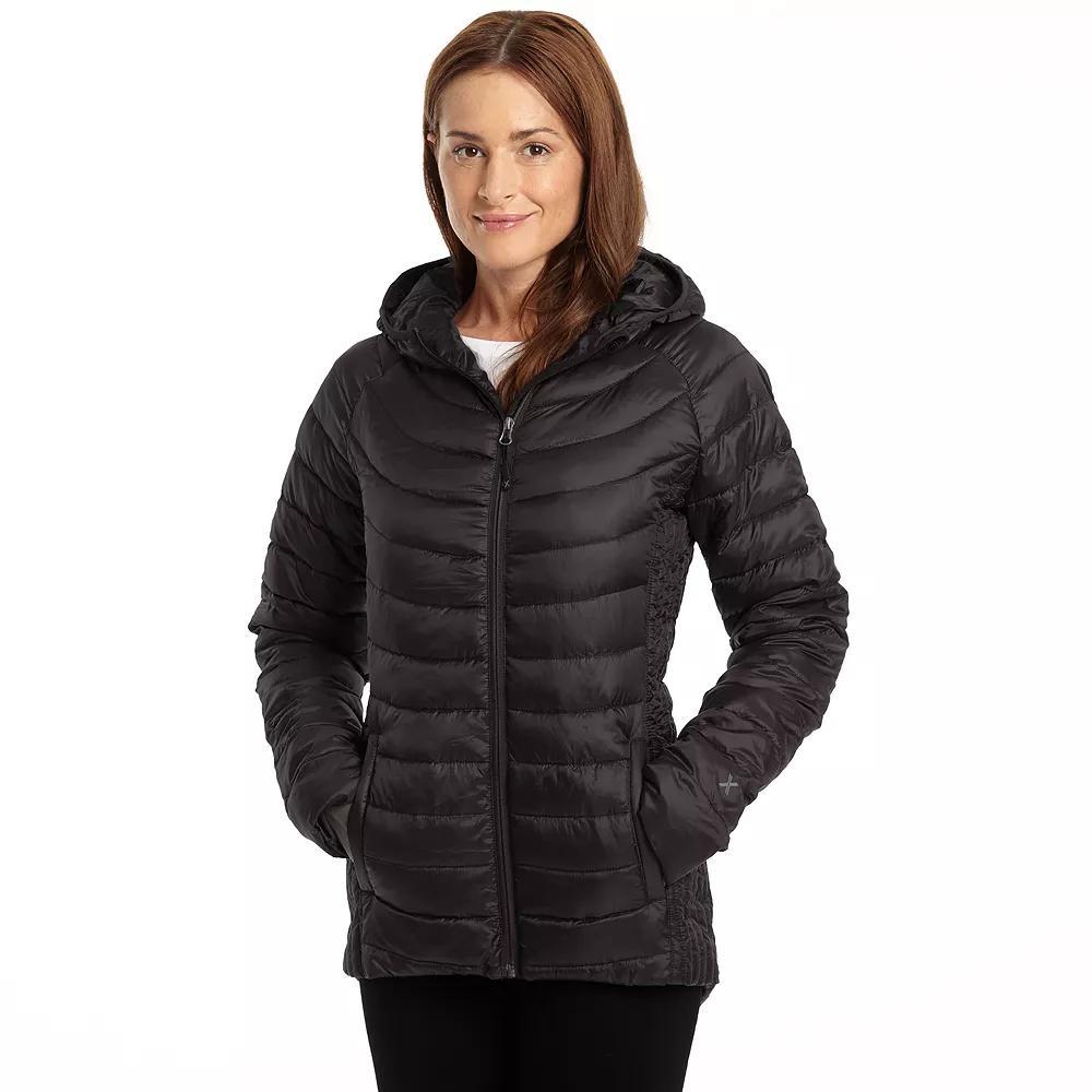 Women's Excelled Hooded Puffer Jacket, Size: XL, Black Product Image