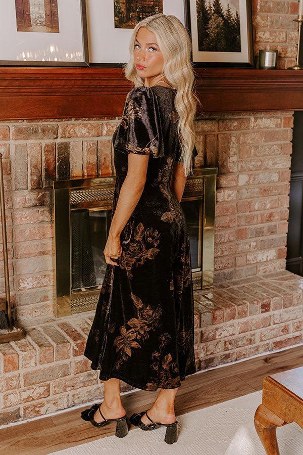 Maple and Mahogany Floral Velvet Midi Product Image