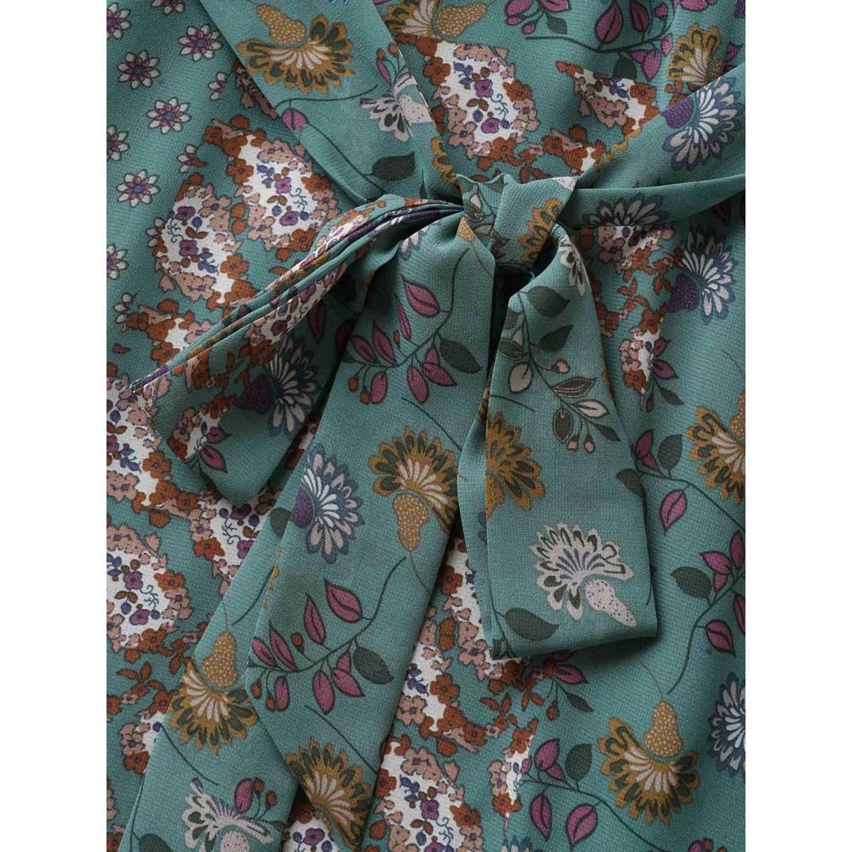 Plus Size Chiffon Boho Print Wrap Belted Cami Dress Emerald Women Elegant Non Spaghetti Strap Sleeveless Curvy Midi Dress BloomChic 12/L Product Image
