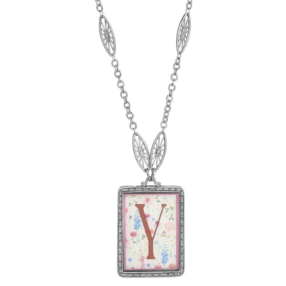 1928 Floral Motif Initial Pendant, Women's, G Product Image