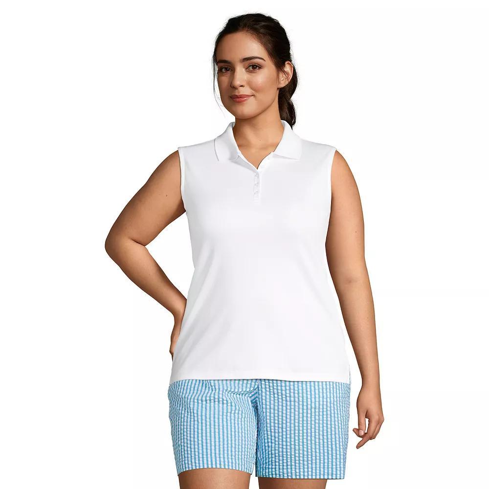 Plus Size Lands' End Sleeveless Supima Cotton Polo Top, Women's, Size: 3XL, Black Product Image