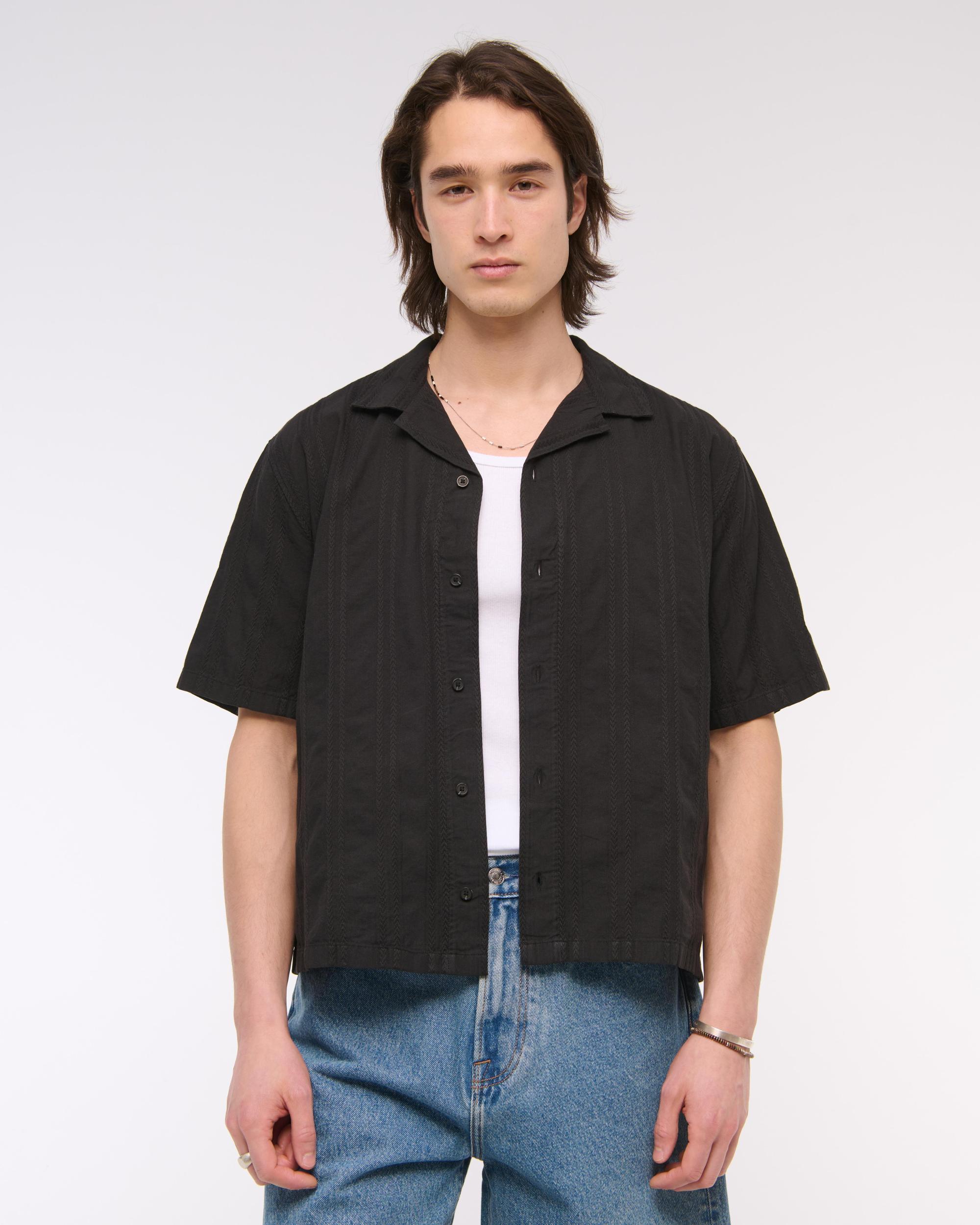 Camp Collar Braided Button-Up Shirt Product Image