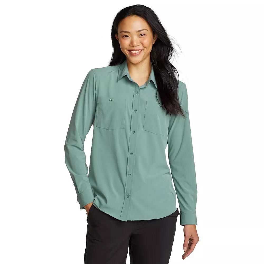 Women's Eddie Bauer Tall Departure 3.0 Lons Sleeve Shirt, Size: Large, Green Product Image