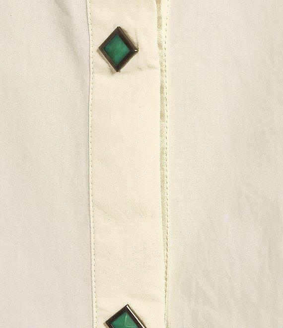 Double D Ranch Far Away Western Woven Collared 3/4 Sleeve Blouse Product Image