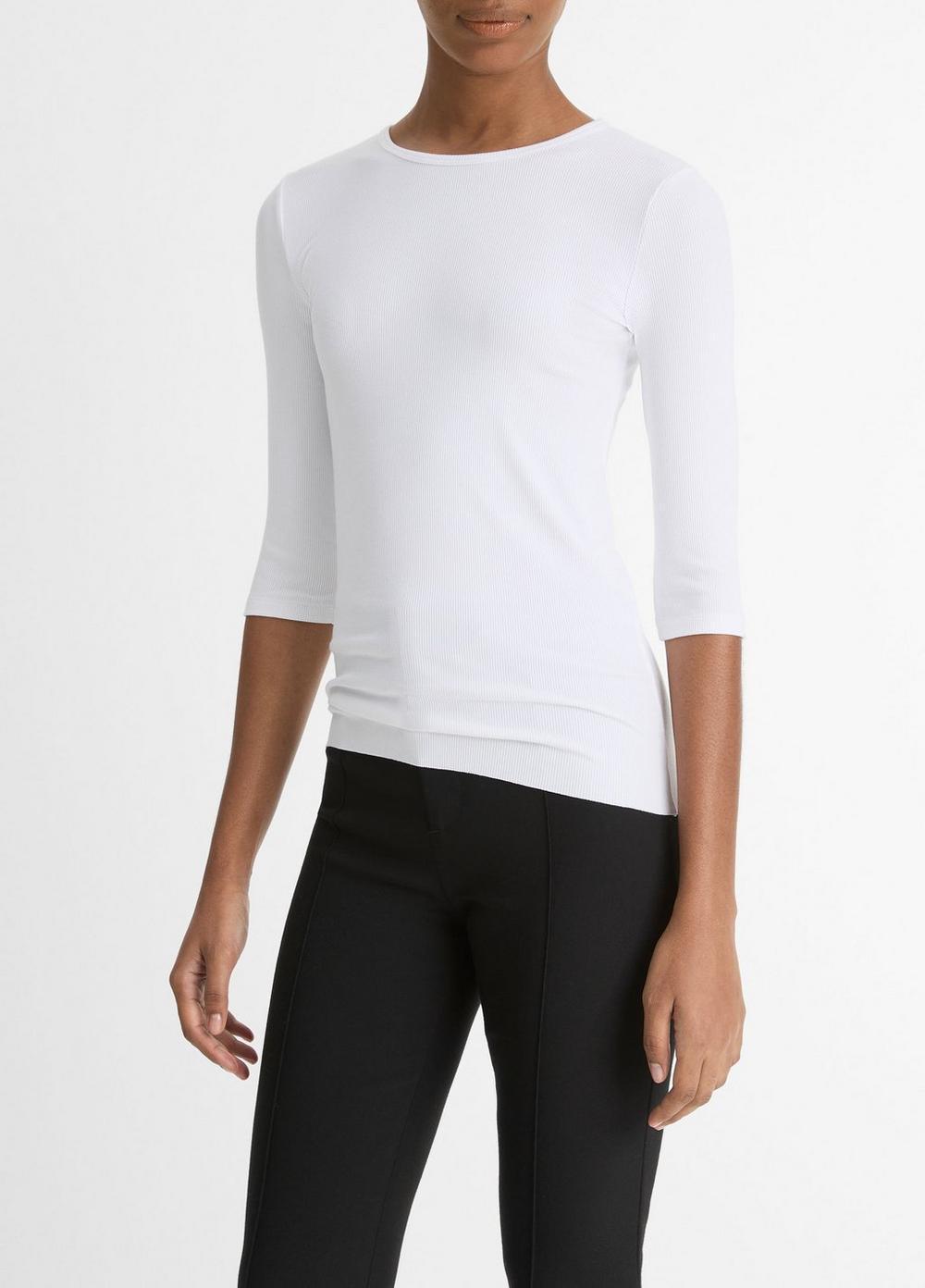 Womens Elbow-Sleeve Crew Neck T-Shirt, Black, Size S Vince Product Image