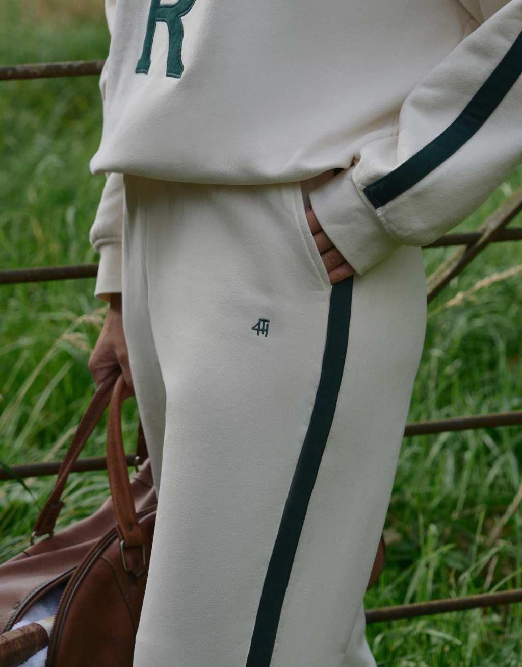 4th & Reckless Sloane cuff sweatpants in green and cream contrast Product Image