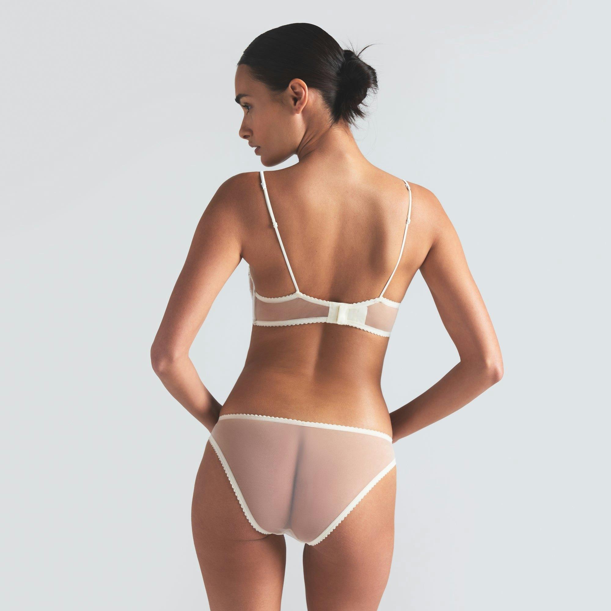 EMBROIDERED TULLE UNLINED DEMI BRA | MARBLE Product Image