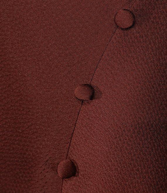 Trina Turk Kwame Hammered Satin Cowl Neck Sleeveless Button Detail Midi Sheath Dress Product Image