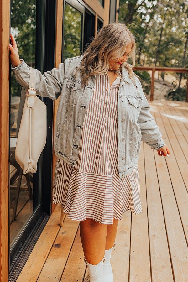 Stripe A Pose Mini Dress in Brown Curves Product Image