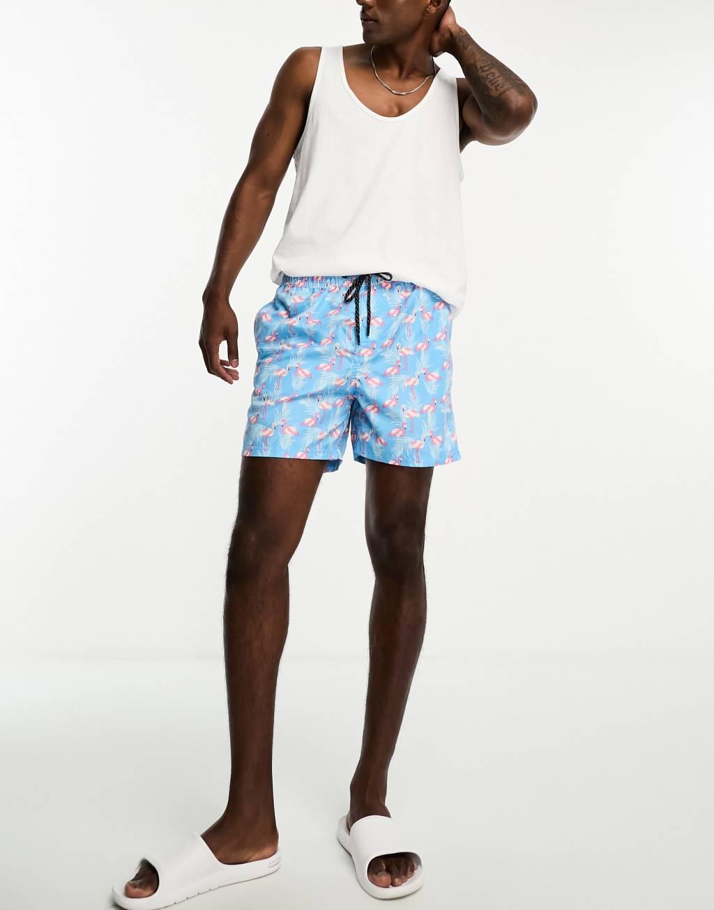 Jack & Jones Intelligence flamingo swim shorts Product Image