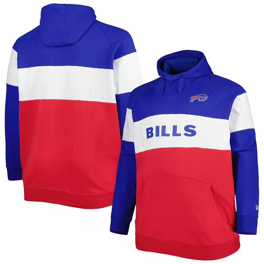 Men's New Era Red Buffalo Bills Big & Tall Current Team Colorblock Fleece Raglan Pullover Hoodie, Size: 5XB Product Image