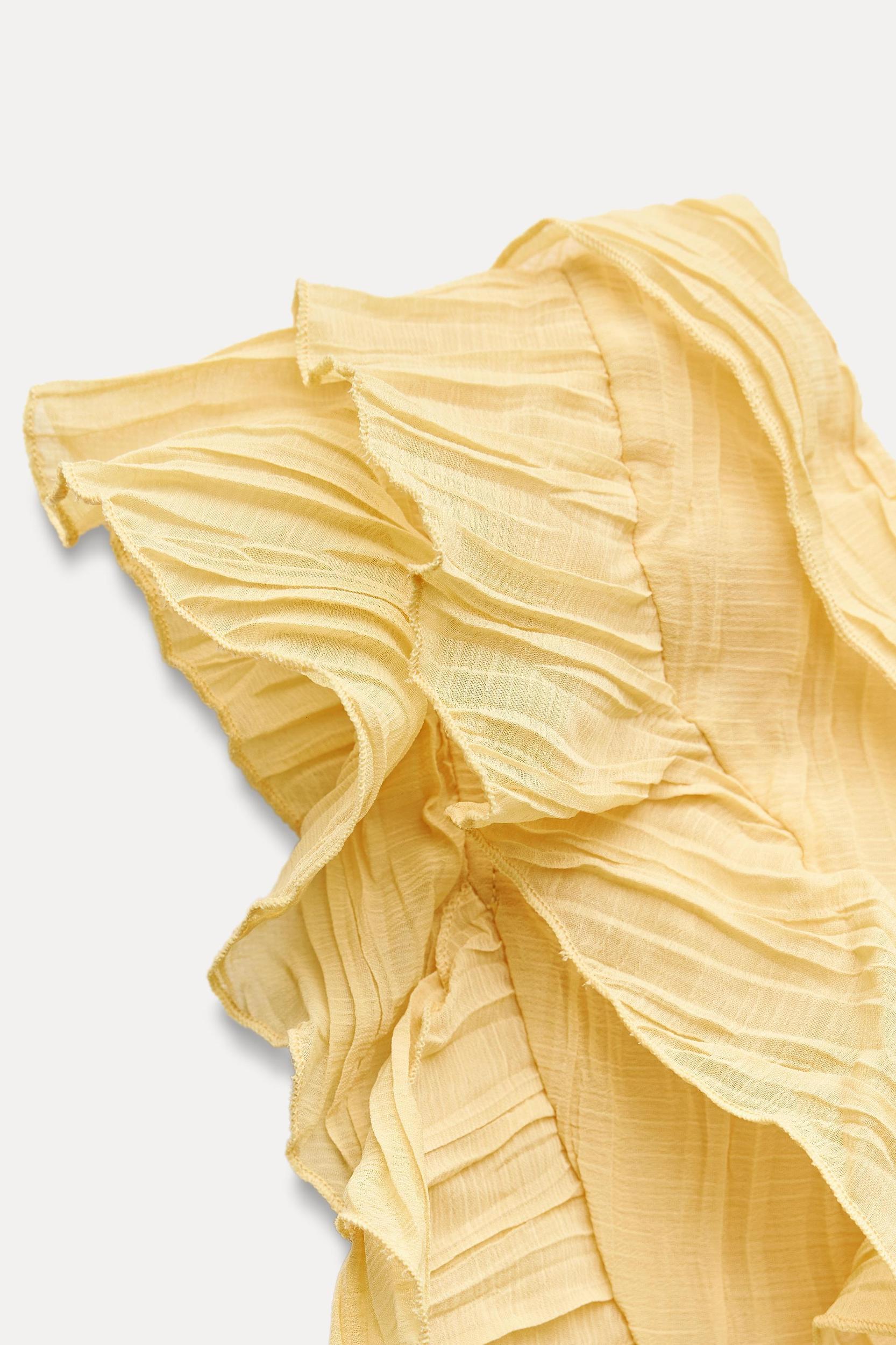 RUFFLED PLEATED ASYMMETRIC TOP Product Image