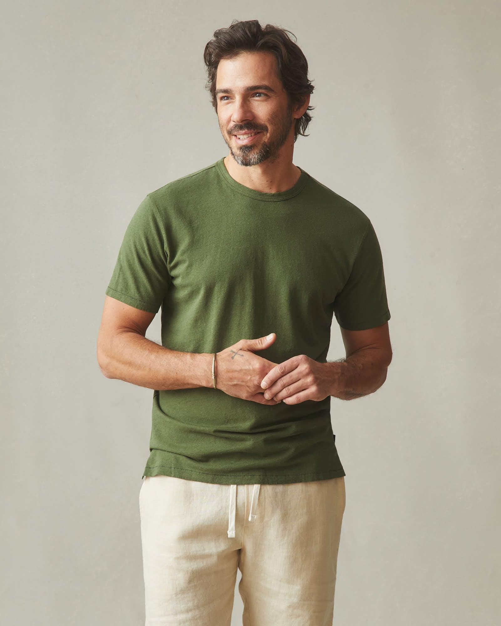 Men's Hemp Jersey Crew Tee - Chive Product Image