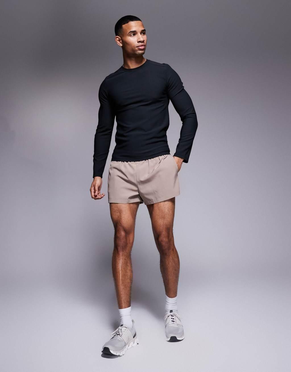 4505 active rib knit slim fit long sleeve training top in black  Product Image