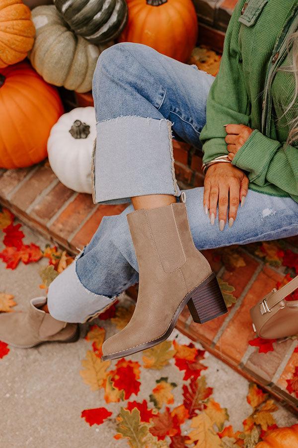 The Autumn Faux Nubuck Bootie in Taupe Product Image