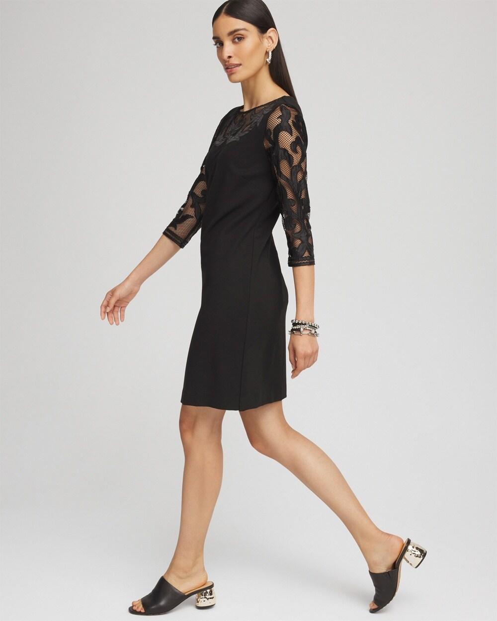 Mesh Floral Ponte Sheath Dress Product Image