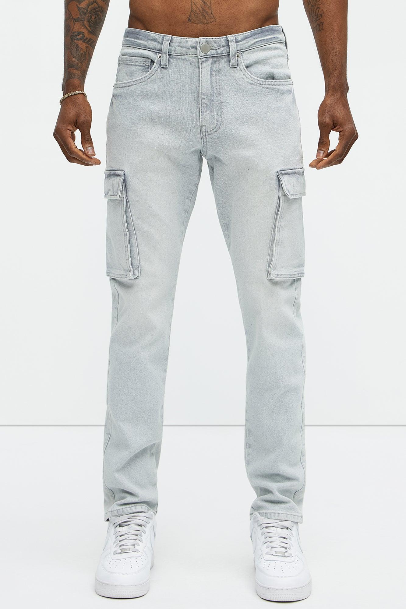 Classic Slim Cargo Jeans - Grey/Blue Product Image